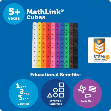 Learning Resources MathLink Cubes – Set of 100, Ages 5+, Counting Blocks for Early Maths Skills, Linking Cubes for Addition, Subtraction & Patterning