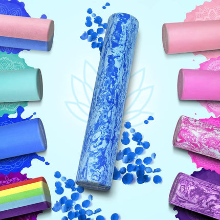 Yes4All Foam Roller, Myofascial Roller O, Blue/White, Ocean Marble EVA Material, Stretch Pole, Yoga Pole, Myofascial Release Yoga Supplies, 18.1 inches (46 cm)
