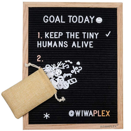 WIWAPLEX Black Felt Letter Board, Word Board Sign, 16 x 12 inch Changeable Letter Board with 730 Plastic Message Board Letters Numbers Symbols Emoji, Wooden Tripod Stand, Scissors, 3 Free Storage Bags