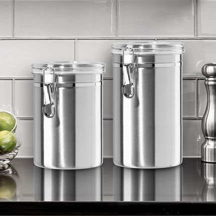 Oggi Stainless Steel Airtight Canister with Clamp, 5 x 6.25-Inch