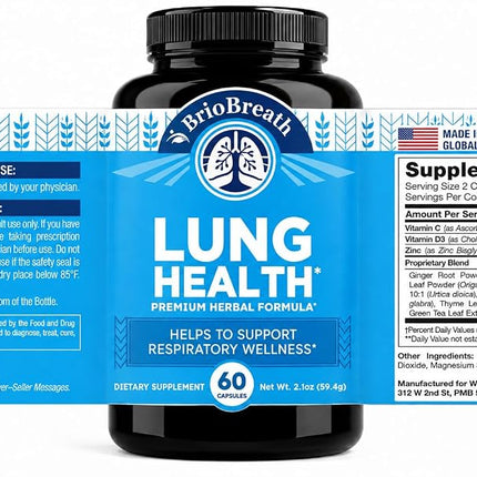 Lung Support Supplement - Mullein Capsules for Lung Cleanse and Detox - Made in USA - Respiratory System & Mucus Clear - Vegan Supplement for Lung Detox & Respiratory Support - 60 Capsules