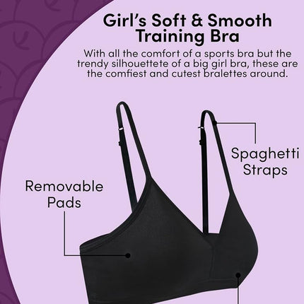 Fruit of the Loom Girls' Soft and Smooth Training Bra, Aruba Blue/Stellar Orchid/White, Medium