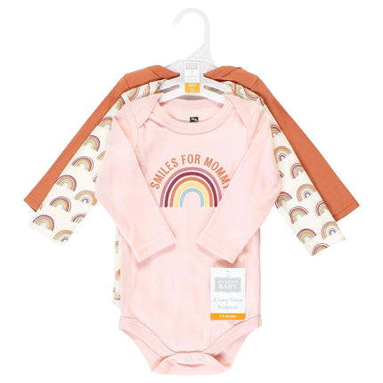 Hudson Baby Bodysuits à manches longues en coton unisexe pour bébé, lot de 3 Sunshine Rainbows, nouveau-né