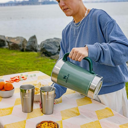 Stanley Stay-Chill Pitcher 64 oz | Cold Water, Beer, and Drink Pitcher with Lid | Large Capacity Durable Beverage Container with Handle | Insulated Stainless Steel | BPA-Free | Ash