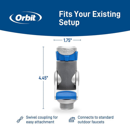 Orbit Heavy-Duty Shut-Off Hose Connector – Zinc Core, Easy-Grip Lever, High-Flow Control 28296
