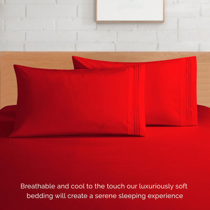 Elegant Comfort 4-Piece Bed Sheet Set - Luxury Bedding 1500 Premium Hotel Quality Microfiber, All Around Elastic 18-24 Inches Deep Fitted Sheet- Extra Deep Pocket Sheets, King, Red