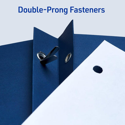 Avery Two Pocket Folders with 3 Prong Fasteners, Holds 70 Sheets, Case Pack of 125 Blue Folders (47975)