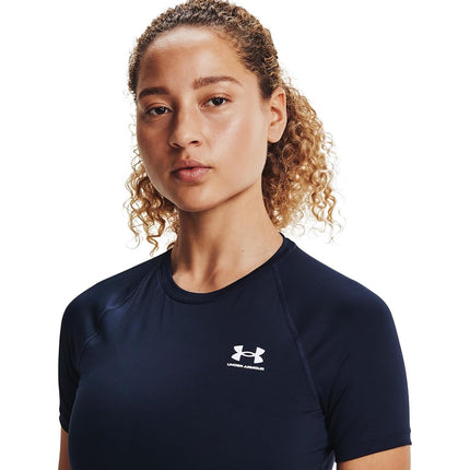 Under Armour Women's HeatGear Compression Short-Sleeve T-Shirt, Midnight Navy (410)/White, Small