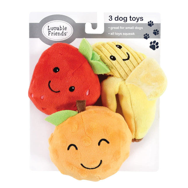 Juguete de peluche chirriante Luvable Friends para perro con cuerda, frutas, talla única