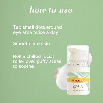 Burt's Bees 98.9% Natural Hydrating Daily Eye Cream Tube, Sensitive Formula, 14.1 g