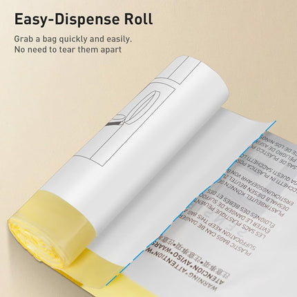 EKO Easy-Dispense Roll 60 Count Extra-Strong Drawstring Trash Bags, 8 Gallon Garbage Bags, Clear White Can Liners, Code F-1, Extra-Long Custom Fit Dual Compartment Recycler