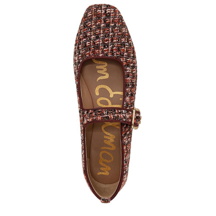 Sam Edelman Women's Michaela Mary Jane Flat Coffee Multi Boucle 5 Medium