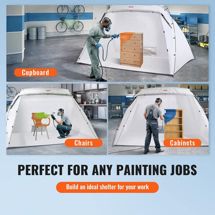 VEVOR Portable Paint Booth,10x7x6ft Larger Spray Paint Tent with Built-in Floor & Mesh Screen & Windproof Hooks, Painting Tent Station for Furniture DIY Hobby Tool, Spray Paint Shelter,Extra Large