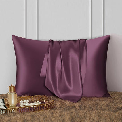 DISANGNI 100% Natural Mulberry Silk Pillow case for Hair and Skin with Hidden Zipper 22 Momme Both Sides Real Silk Pillow Case (1pc Standard Size 20" x26", Purple)
