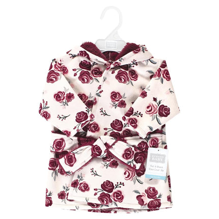 Hudson Baby Unisex Baby Mink with Faux Fur Lining Pool and Beach Robe Cover-ups, Rose, 6-12 Months