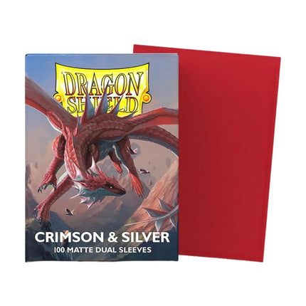 Dragon Shield | Matte Dual Standard Size Card Sleeves | 100ct - Smooth & Tough Premium TCG Sleeves - Compatible with Pokemon, One Piece, and Magic: The Gathering | Crimson & Silver