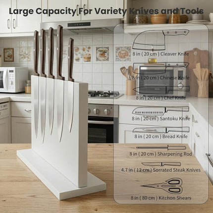 THMINS White Magnetic Knife Holder, Double-Sided Magnetic Knife Block