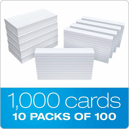 Oxford Ruled Index Cards, 3" x 5", White, 10 Packs of 100 (31EE)