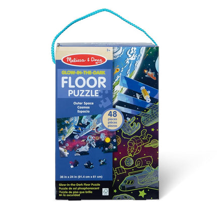 Melissa & Doug Space Glow-in-the-Dark Jigsaw Floor Puzzle – 48 Pieces, Puzzles for 3 year olds, Cardboard puzzle, Montessori toys, Problem solving, Gift for boy or girl - FSC Certified