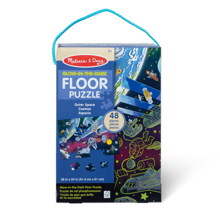 Melissa & Doug Space Glow-in-the-Dark Jigsaw Floor Puzzle – 48 Pieces, Puzzles for 3 year olds, Cardboard puzzle, Montessori toys, Problem solving, Gift for boy or girl - FSC Certified