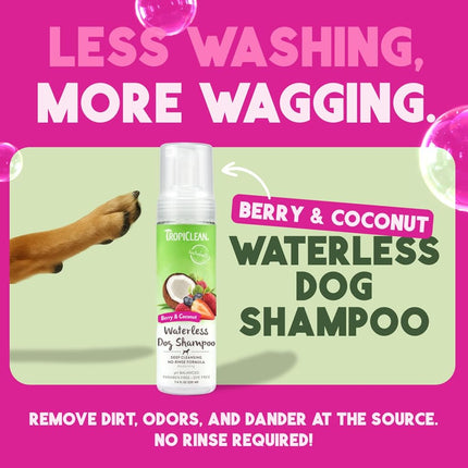 Tropiclean No Rinsing Berry and Coconut Deep Cleansing Waterless Shampoo for Dogs 220mL