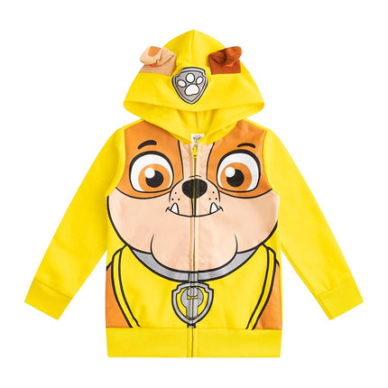Nickelodeon Paw Patrol Boy's Rubble Character Hoodie Jacket with Ears, Yellow, Size 7
