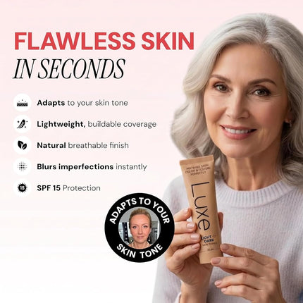 Luxe Color Changing Foundation for Women – Instantly Adapts to Your Skin Tone – Buildable Light-to-Medium Coverage – 12-Hour Wear – Natural Dewy Finish (Light)