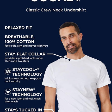 Jockey T-shirts classiques à col rond blancs pour homme – Lot de 6, Diamond White, S