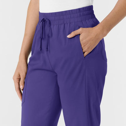 WonderWink Women's Stovepipe High-Low Hem Scrub Pant, Grape, Large Petite