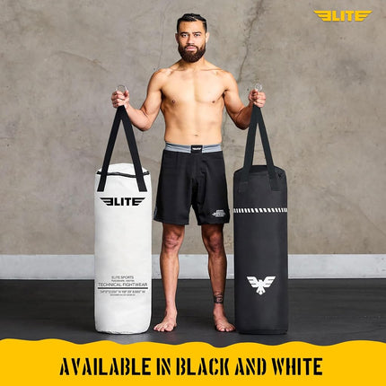 Elite Sports Boxing Bag – Heavy Duty Canvas Punching Bag with Straps for Boxing, Training, MMA, Muay Thai, Kickboxing, Martial Arts & Fitness – Unfilled Heavy Bag