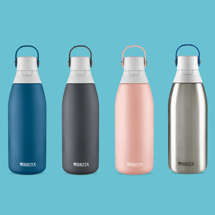 Brita Insulated Filtered Water Bottle with Straw, Reusable, Stainless Steel Metal, 32 Ounce
