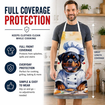 Caroline's Treasures Rottweiler Le tablier de cuisine Le chef, pour la cuisson, la cuisine, le service, la pâtisserie, les travaux manuels, le jardinage, pour femmes et hommes adultes, unisexe, grand, multicolore