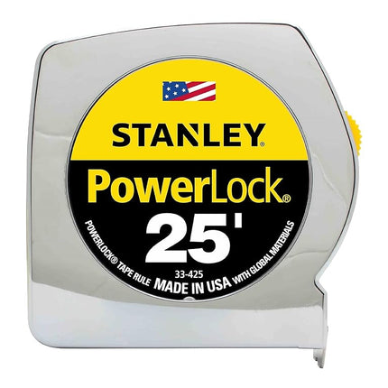 Stanley 33425 Powerlock II Power Return Rule, 1-Inch x 25ft, Chrome/Yellow