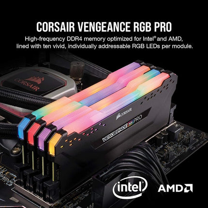 CORSAIR VENGEANCE RGB PRO DDR4 RAM 32GB (2x16GB) Up to 3200MHz CL16 Intel XMP AMD EXPO Computer Memory – Black (CMW32GX4M2E3200C16)