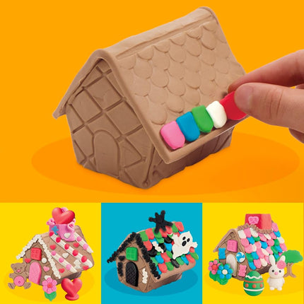 Play-Doh Builder Mini Gingerbread House, Arts & Crafts Toy Building Kit, Multi-Season Set with 8 Cans for Children Aged 5+