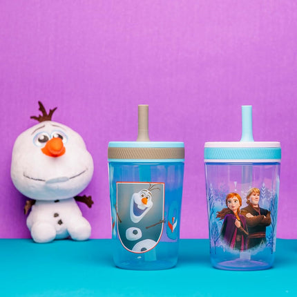 Zak Designs Frozen 2 Kelso 15oz Leak-Proof Toddler Straw Cups, 2-Pack