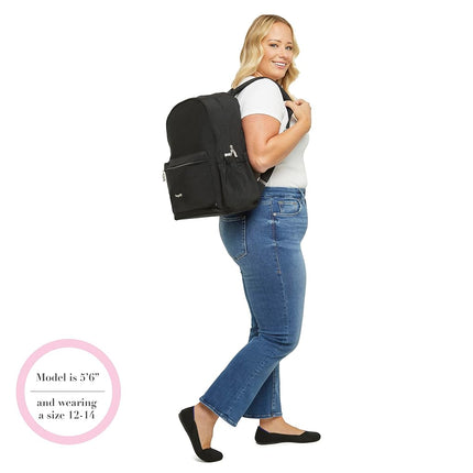 Baggallini On The Go Laptop Travel Backpack Lightweight Water-Resistant Work Bag w/RFID, Padded Interior & Luggage Sleeve, Midnight Blossom Print, One Size, On the Go Laptop Travel Backpack