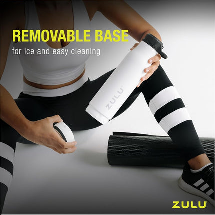 ZULU Ace Vacuum Insulated Stainless Steel Water Bottle with Leak-Proof Locking Lid and Removable Base, Yucca, 24oz