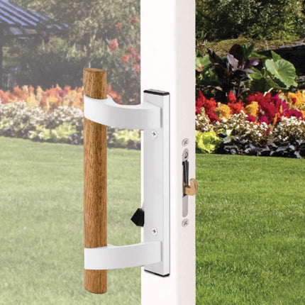 Prime-Line Products C 1204 Sliding Glass Set – Replace Old or Damaged Door Handles Quickly and Easily – White Diecast, Mortise/Hook Style (Fits 3-15/16” Hole Spacing)