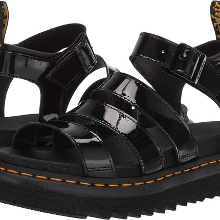 Dr. Martens Women's Blaire Patent Leather Fisherman Sandal, Black, 8 Medium UK (10 US)