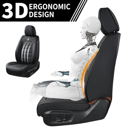 FLORICH Fundas de Asiento de Cuero, Delanteras 2 PIEZAS, Impermeables, Ajuste Universal para la Mayoría de Camionetas SUV (Negro)