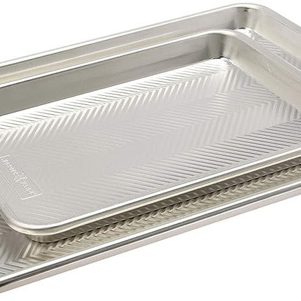 Juego de bandejas para hornear Nordic Ware Naturals Prism de un cuarto y media hoja, bandeja de aluminio con flujo de aire mejorado, bandeja de aluminio inoxidable, fabricado en EE. UU., plateado