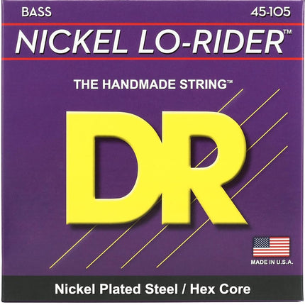 DR Strings NMH-45 NICKEL LO-RIDER™ - Nickel Plated Bass Strings: Medium 45-105, Silver