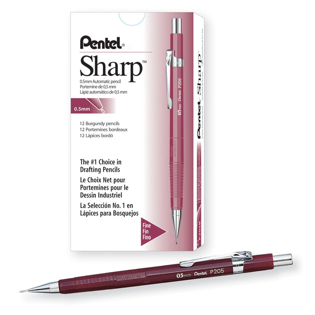 Pentel Sharp Automatic Pencil, 0.5mm, Burgundy Bar