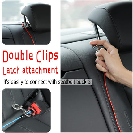 Dog Seat Belt Harness for Car,2pcs Dog Seatbelt of Coated Wire Leash Safety Restraint,No Chew Tether Cable Vehicle Dogs Accessories,Double Clips & Latch (2 Pack Black, 32 inch/80 CM)