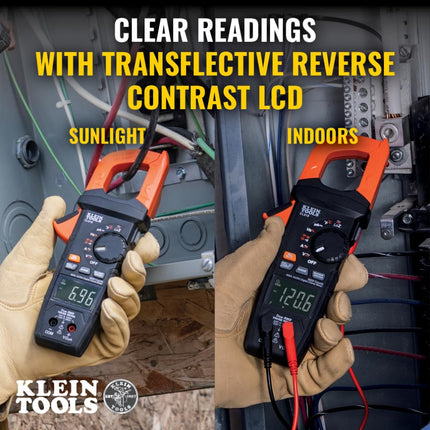Klein Tools CL810 Clamp Meter with Flashlight – True RMS Digital Clamp Meter with Built-in NCVT, LOZ Mode, Inrush Current, Temperature, Transflective Display, IP40 Rated