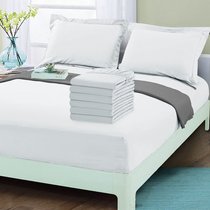 Elegant Comfort 6-Pack Fitted Bottom Sheets 1500 Thread Count Premium Hotel Quality, Deep Pocket, Wrinkle-Free, Stain and Fade Resistant-Side Pockets for Storage, 6PACK Fitted-Queen, White