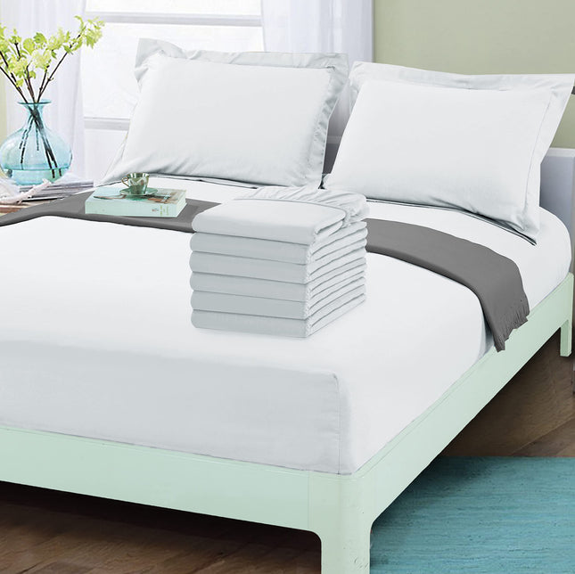 Elegant Comfort 6-Pack Fitted Bottom Sheets 1500 Thread Count Premium Hotel Quality, Deep Pocket, Wrinkle-Free, Stain and Fade Resistant-Side Pockets for Storage, 6PACK Fitted-Queen, White