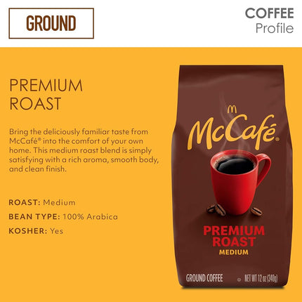 Café molido tostado medio McCafe Premium Roast Suave y Equilibrado Bolsa de 340 g