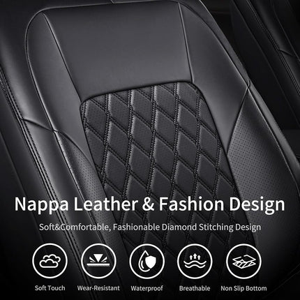 Huidasource Car Seat Covers Fit for Toyota RAV4, Full Coverage Waterproof Leather Seat Cushion Covers Full Set Fit for 2013-2018 Toyota Rav4 XLE LE XLE Premium Limited (Not for Hybrid, Black)